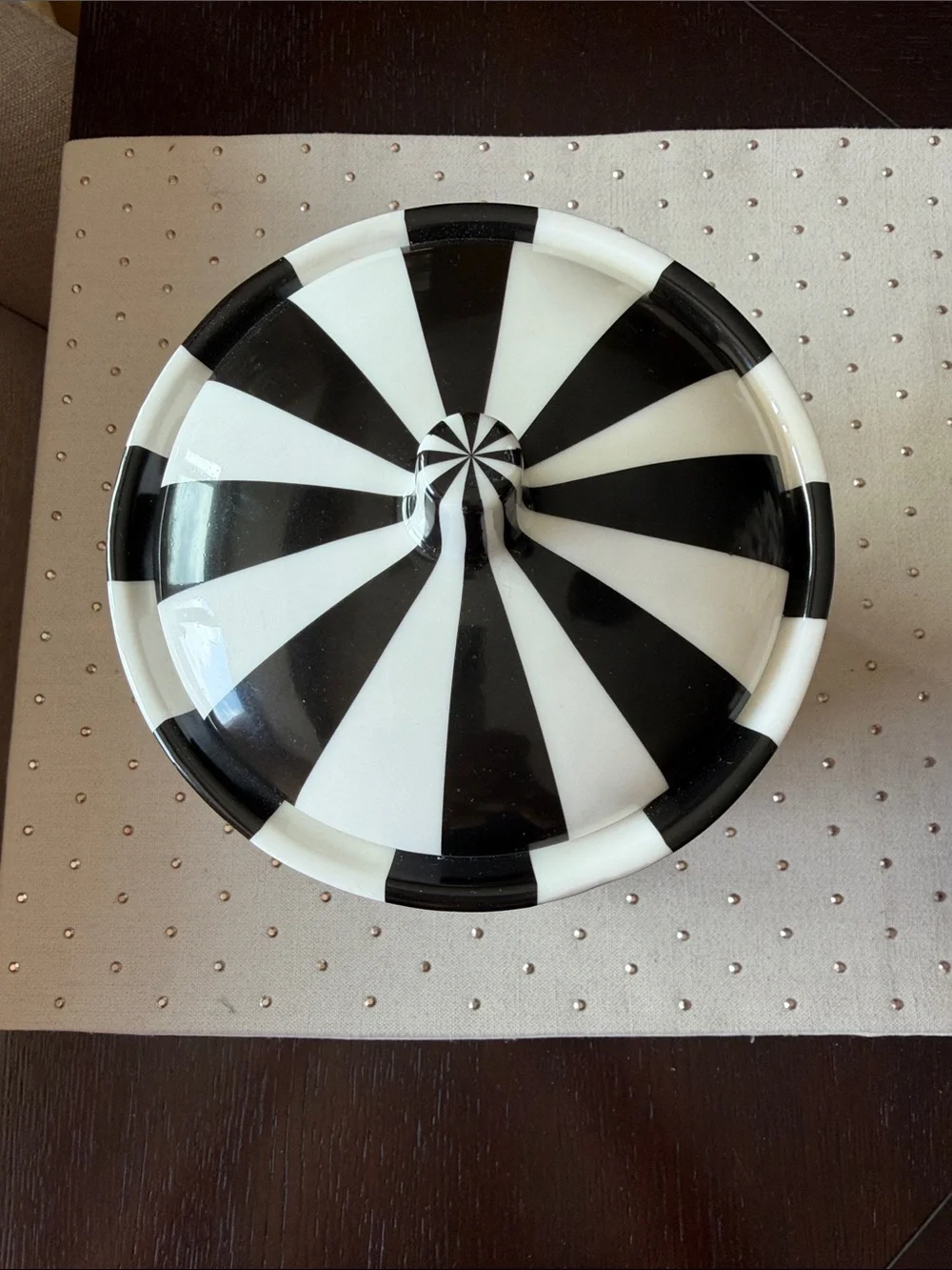 Jonathan Adler Black & White Striped Ceramic Canister - 'WOOF' Accent